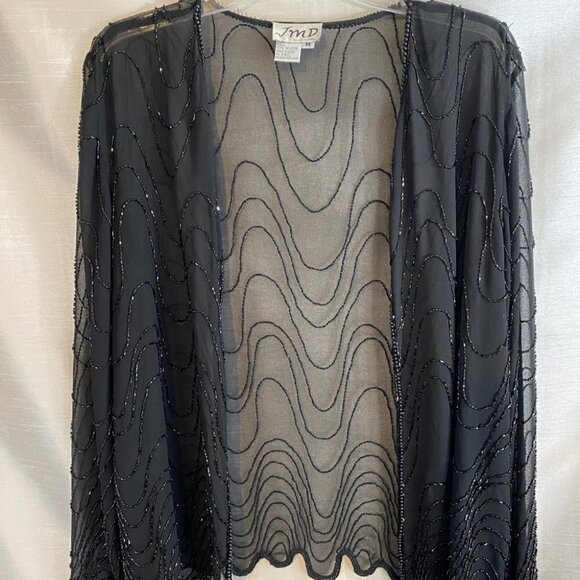 Vintage JMC New  York Black Hand Beaded Sheer Jacket Ladies M - Picture 12 of 12
